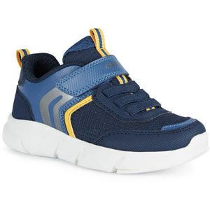Geox Aril(J16DMA)- Boys Velcro Trainer  in Navy/Yellow . Geox Shoes | Childrens Shoe Fitting | Wisemans | Bantry | West Cork | Ireland