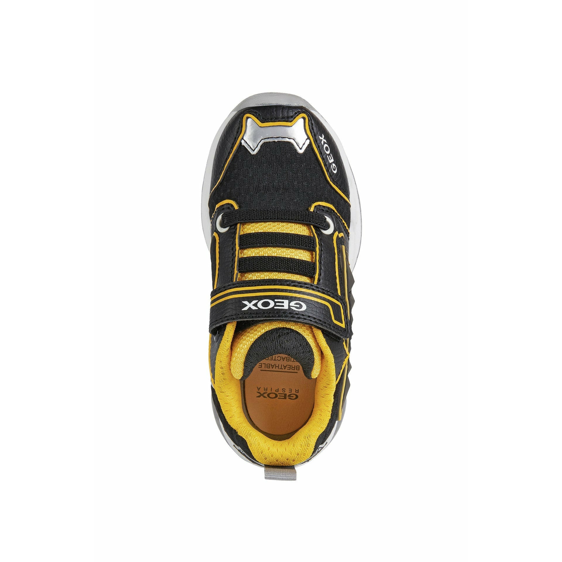 Geox Spaziale  - Boys Velcro Trainer with Lights in Black/Yellow | Geox Shoes | Childrens Shoe Fitting | Wisemans | Bantry | West Cork | Ireland