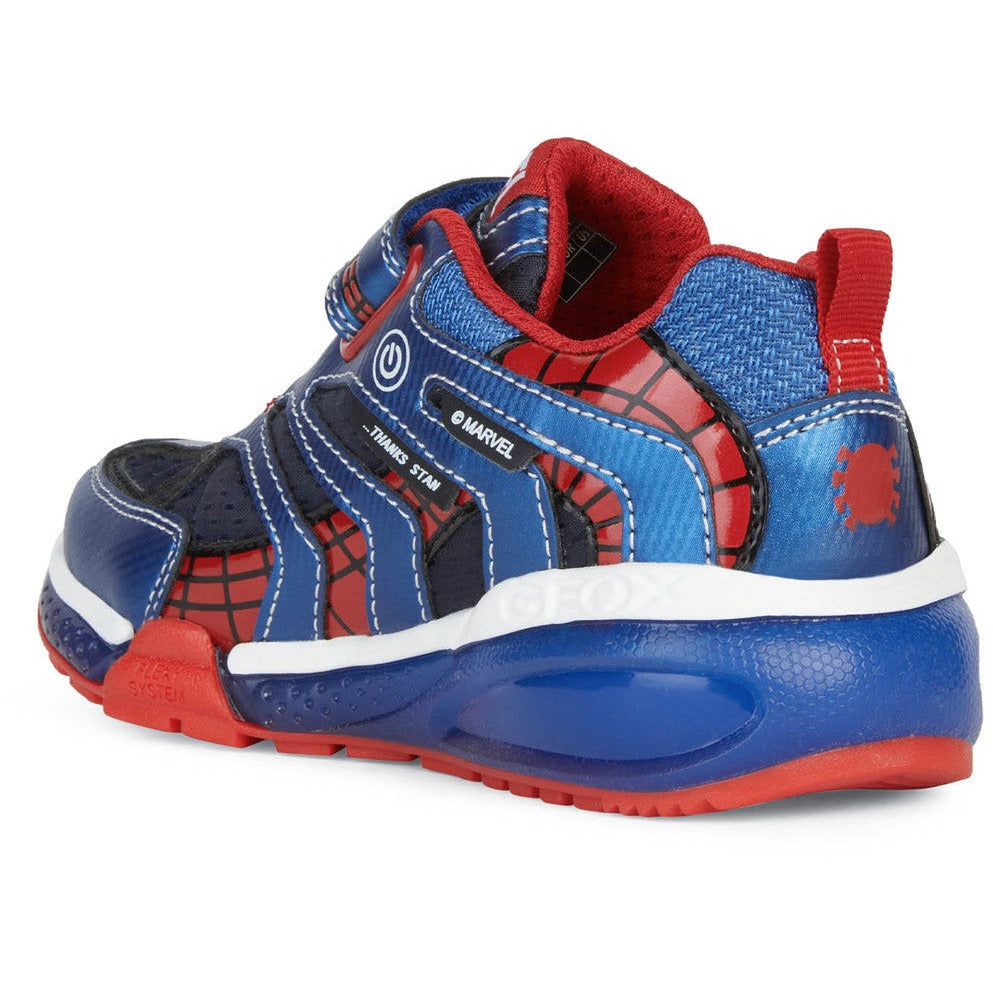 Geox Bayonyc (J26FEB) - Spiderman  Velcro Trainer in Blue/Red with Lights .Geox Shoes | Childrens Shoe Fitting | Wisemans | Bantry | West Cork | Ireland
