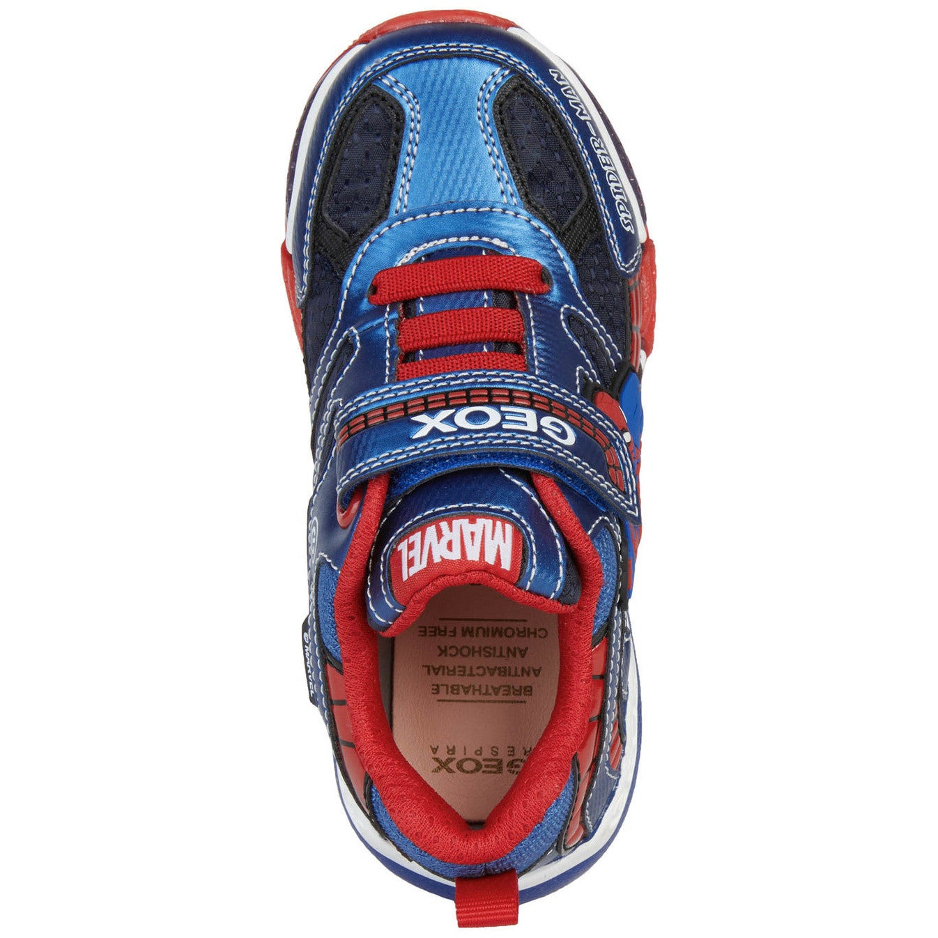 Geox Bayonyc (J26FEB) - Spiderman  Velcro Trainer in Blue/Red with Lights .Geox Shoes | Childrens Shoe Fitting | Wisemans | Bantry | West Cork | Ireland