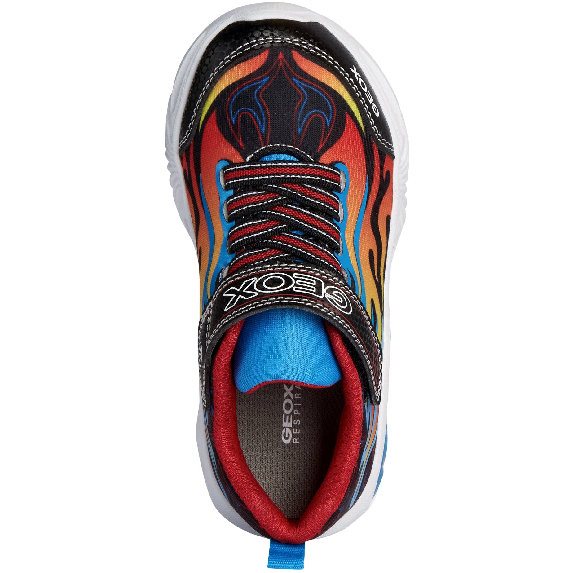 GEOX Assister(J35DZC)- Boys Velcro Trainer with Lights in Black Multi. Geox Shoes | Childrens Shoe Fitting | Wisemans | Bantry | West Cork | Ireland