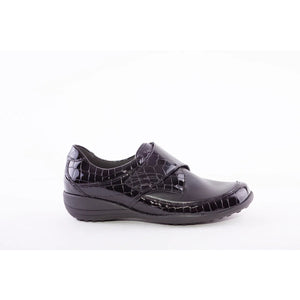 Waldlaufer Katja (K01304) - Ladies Velcro Shoe in Black/Black Patent. Waldlaufer Shoes & Boots | Wide fit Shoes | Wisemans | Bantry | West Cork | Cork | Ireland